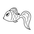 Sea Ã¢â¬â¹Ã¢â¬â¹fish. Black color outline isolated on white background. ÃÂ¡ute cartoon fish. Hand drawn ÃÂontour line icon.